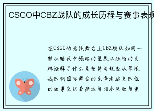 CSGO中CBZ战队的成长历程与赛事表现